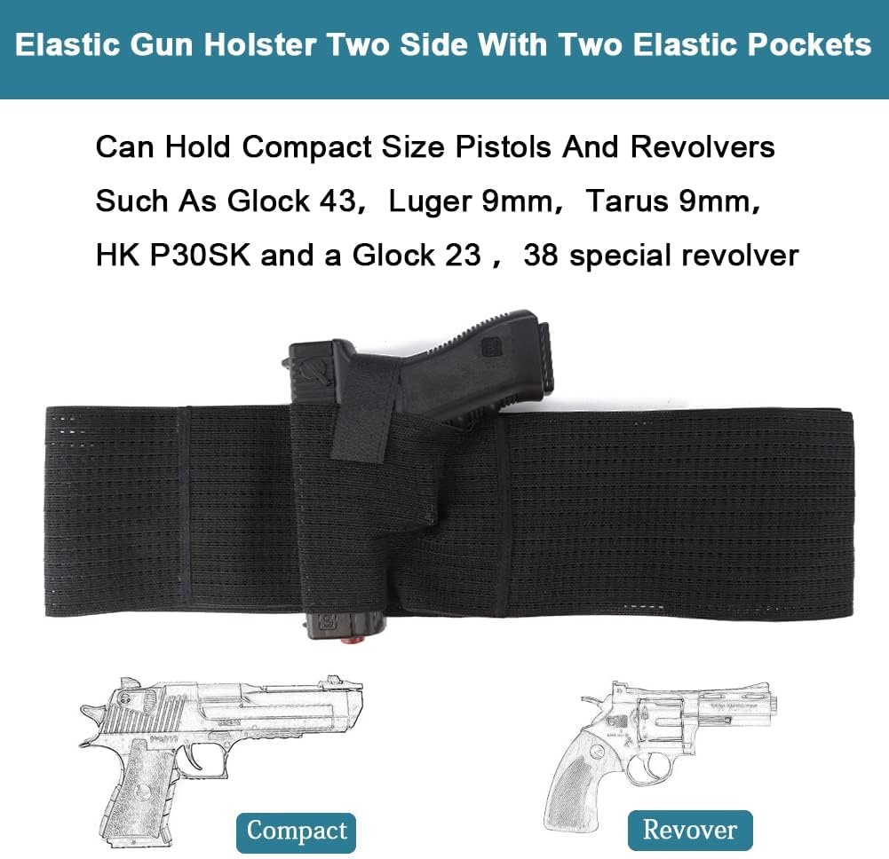 Accmor Belly Band Holster for Concealed Carry, Elastic Breathable Waistband Gun Holster for Women Men, Right and Left Hand Draw