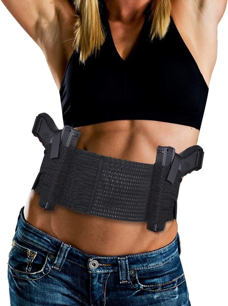 Accmor Belly Band Holster for Concealed Carry, Elastic Breathable Waistband Gun Holster for Women Men, Right and Left Hand Draw