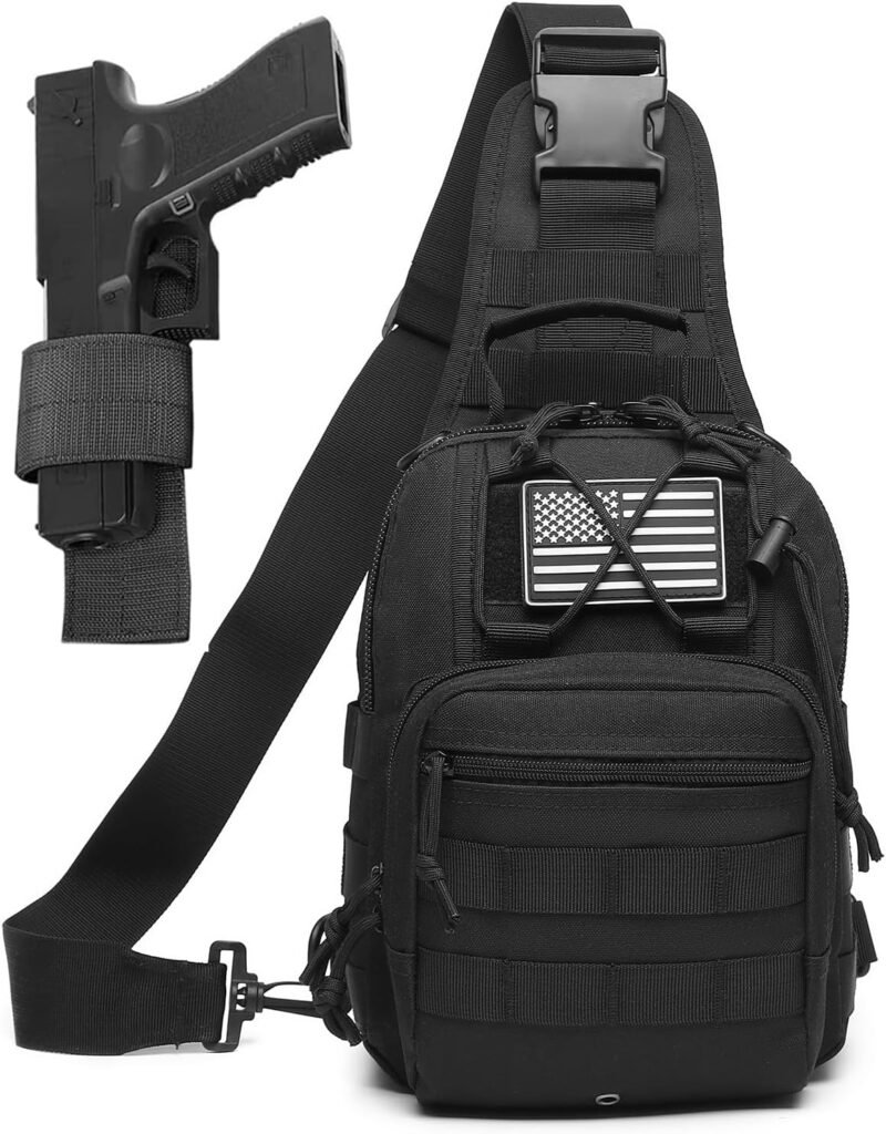 ATBP Small Tactical Sling Bag For Men With Holster Military EDC Shoulder Bag CCW Crossbody Bag 7 Liters