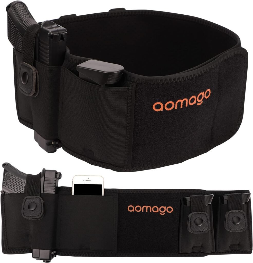 Belly Band Holster for Concealed Carry-Gun Holster for Women  Men Fits Glock, Smith Wesson, Taurus, Ruger, and More-Breathable Neoprene Waistband Holster for Most Pistols and Revolvers by Aomago