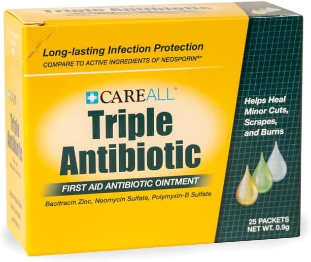 CareALL® Triple Antibiotic Ointment 0.9gr Pack of 144 Foil Packets, First Aid for Minor Scratches and Wounds and Prevents Infection, Compare to The Active Ingredients of Leading Brand.
