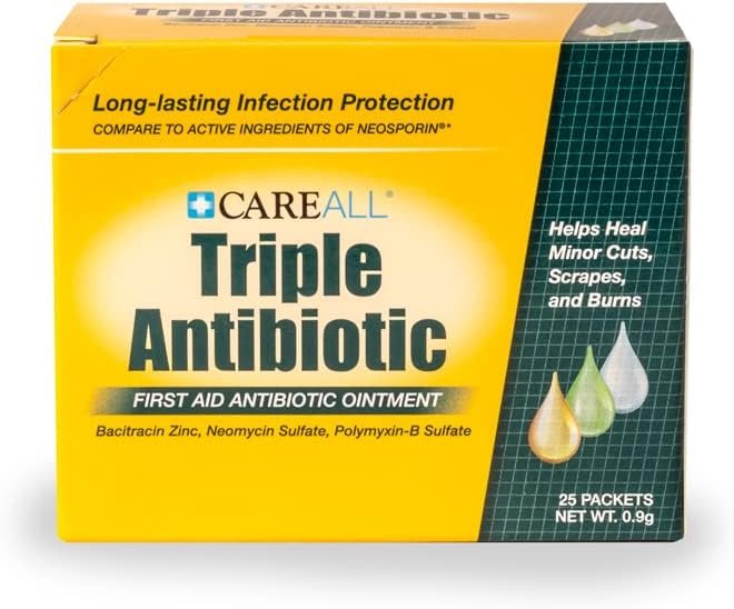 CareALL® Triple Antibiotic Ointment 0.9gr Pack of 144 Foil Packets, First Aid for Minor Scratches and Wounds and Prevents Infection, Compare to The Active Ingredients of Leading Brand.