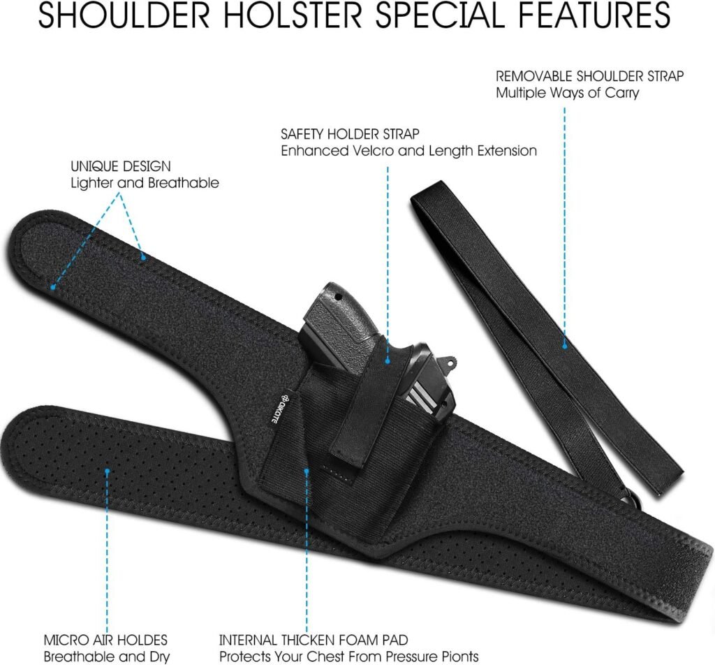 Deep Concealment Shoulder Holster, Universal Underarm Gun Holster for Men and Women, Fits Subcompact and Compact Pistols for SW Bodyguard, MP Shield 9mm, Glock 19 26 42 43, Ruger LCP, LC9, Sig P365