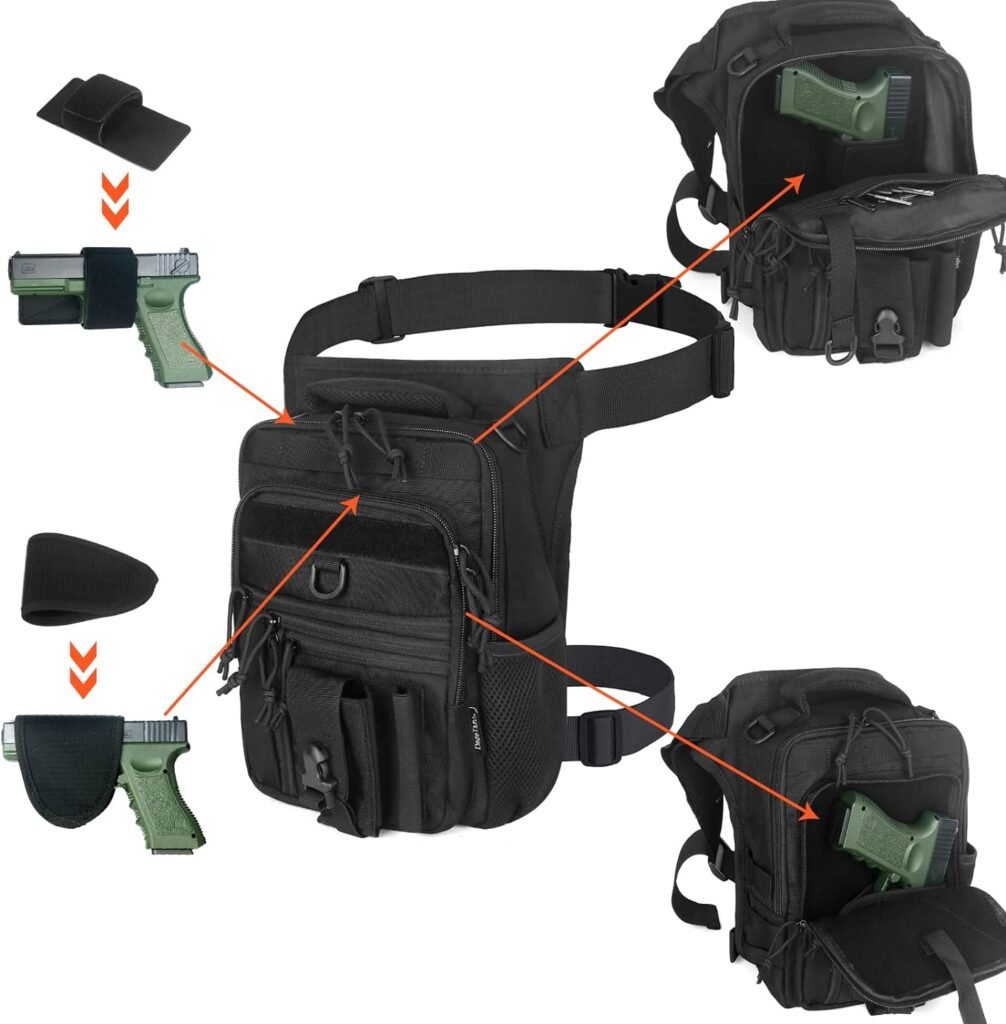 Dual Holster Drop Leg Bag - Tactical DegeTMVe Thigh Pouch Conceal Carry Leg Pistol Bag for Rig Outdoor Bike Cycling Hiking