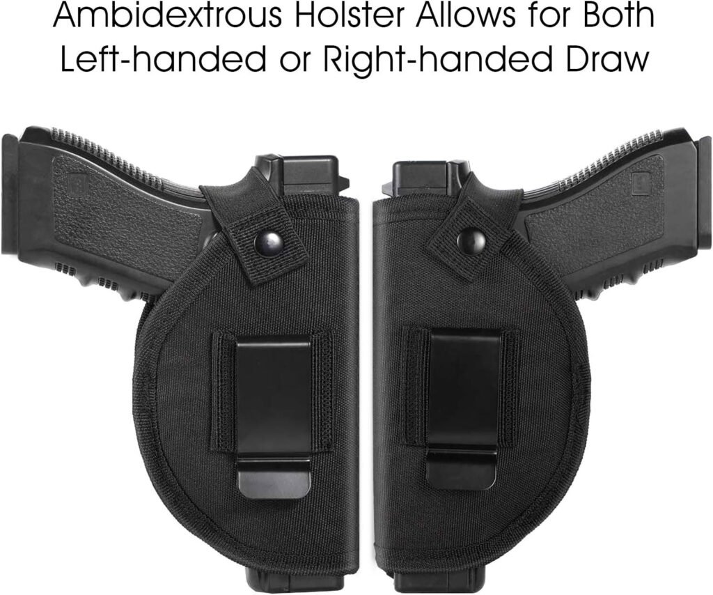 ELVO Gun Holster for Men/Women, Concealed Carry Holster, Universal IWB OWB Pistol Holster Right/Left Hand Draw Fits SW MP Shield 9MM Glock 19 26 27 42 43 Subcompact Compact Mid-Sizes Handguns