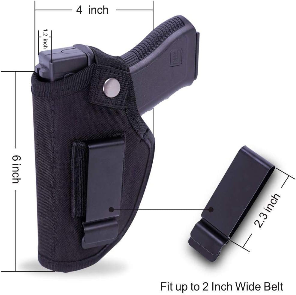 Fonrroni Concealed Carry Holster, Universal Holster, Inside The Waistband Bundle, Holster for Man/Woman Fits Right Hand and Left, Compact Subcompact Handguns, Black