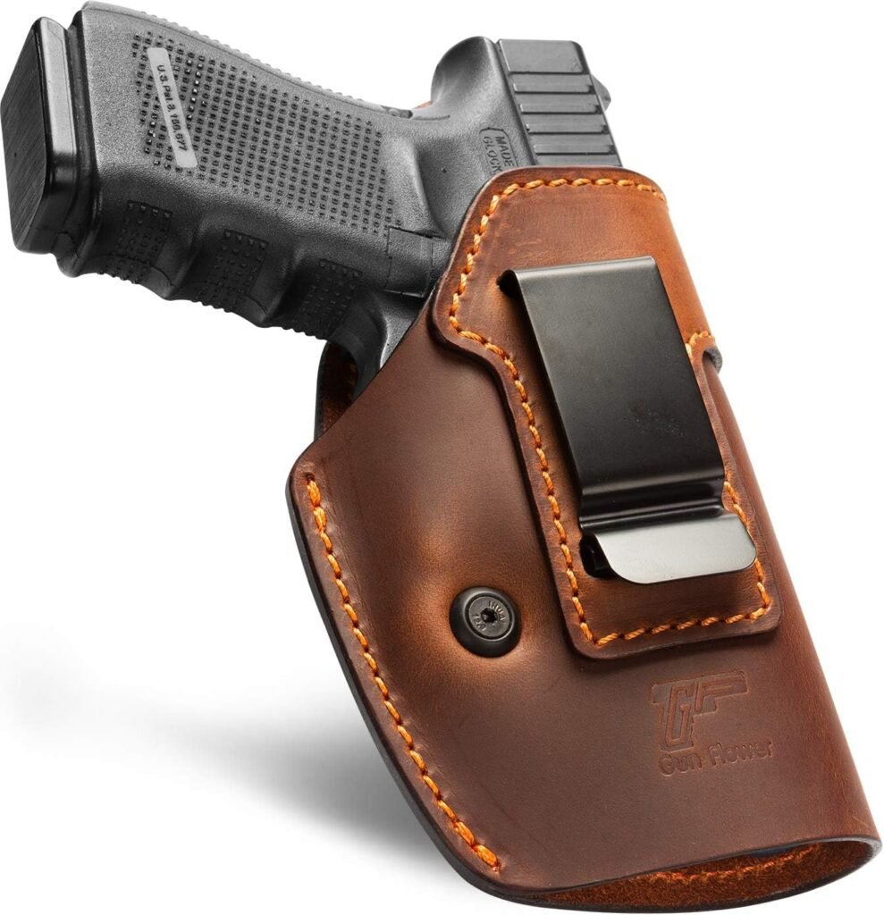 Full Grain Leather Holster Compatible with Glock 17 19 22 31 42 43/Taurus G2C G3C G3/MP Shield/Hellcat XDM 40/P320 P365/Two to Fit Most Full Size Compact Subcompact Pocket Handguns