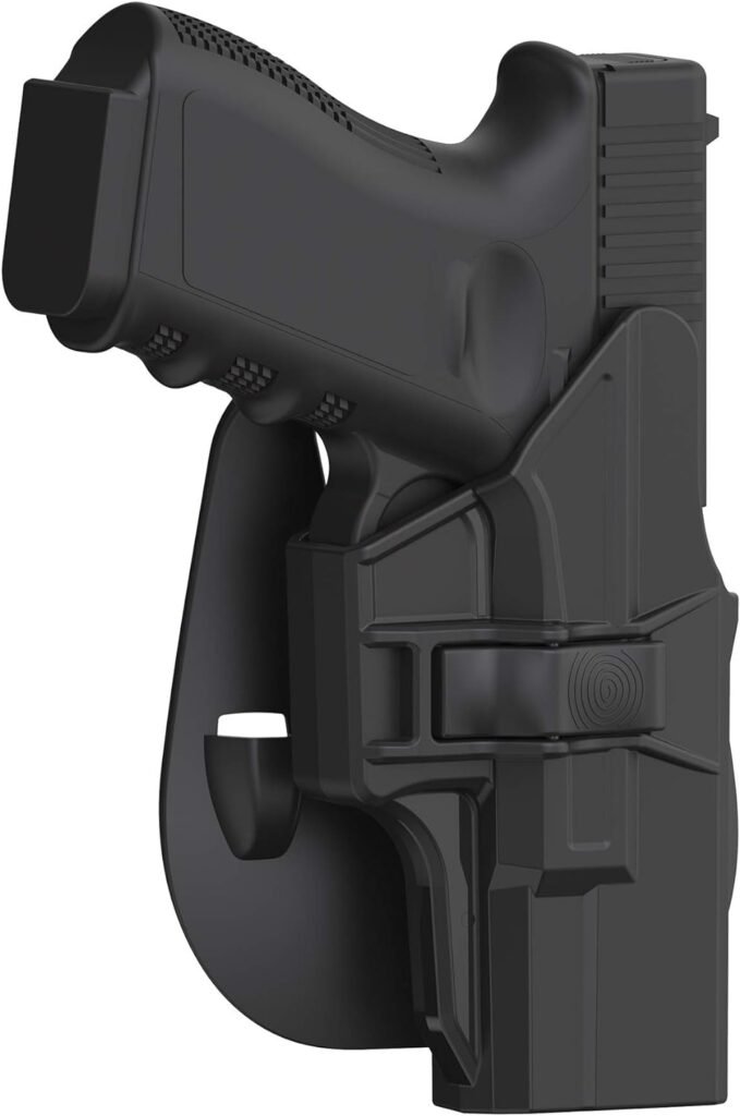 G19 Holster, OWB Paddle Holster for Glock 19 19X 44 45 Gen 1 2 3 4 5, Glock 23 32 Gen 1 2 3 4, Outside Waistband Adjustable Cant Holster, Open Carry Gun Holster, Fast Release - Right Handed