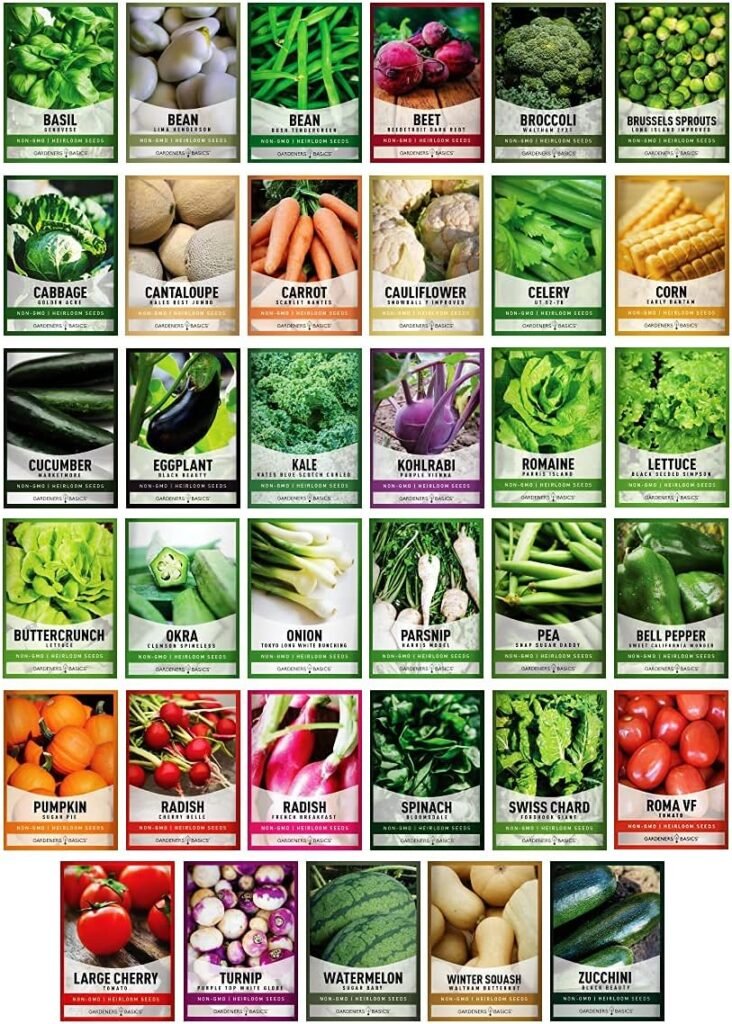 Gardeners Basics, Survival Vegetable Seeds Garden Kit Over 16,000 Seeds Non-GMO and Heirloom, Great for Emergency Bugout Survival Gear 35 Varieties Seeds for Planting Vegetables 35 Plant Markers