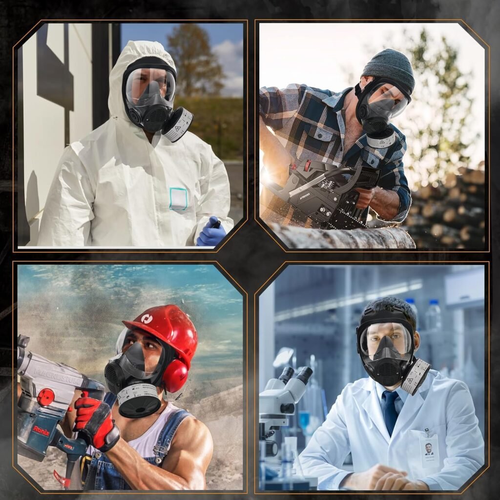 Gas Mask, Gas Masks Survival Nuclear and Chemical with 40mm Activated Carbon Filter, Tactical Full Face Respirator Mask for Gases, Dust, Vapors, Chemicals, Paint, Spray