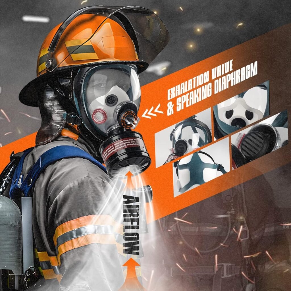 Gas Mask, Gas Masks Survival Nuclear and Chemical with 40mm Activated Carbon Filter, Tactical Full Face Respirator Mask for Gases, Dust, Vapors, Chemicals, Paint, Spray
