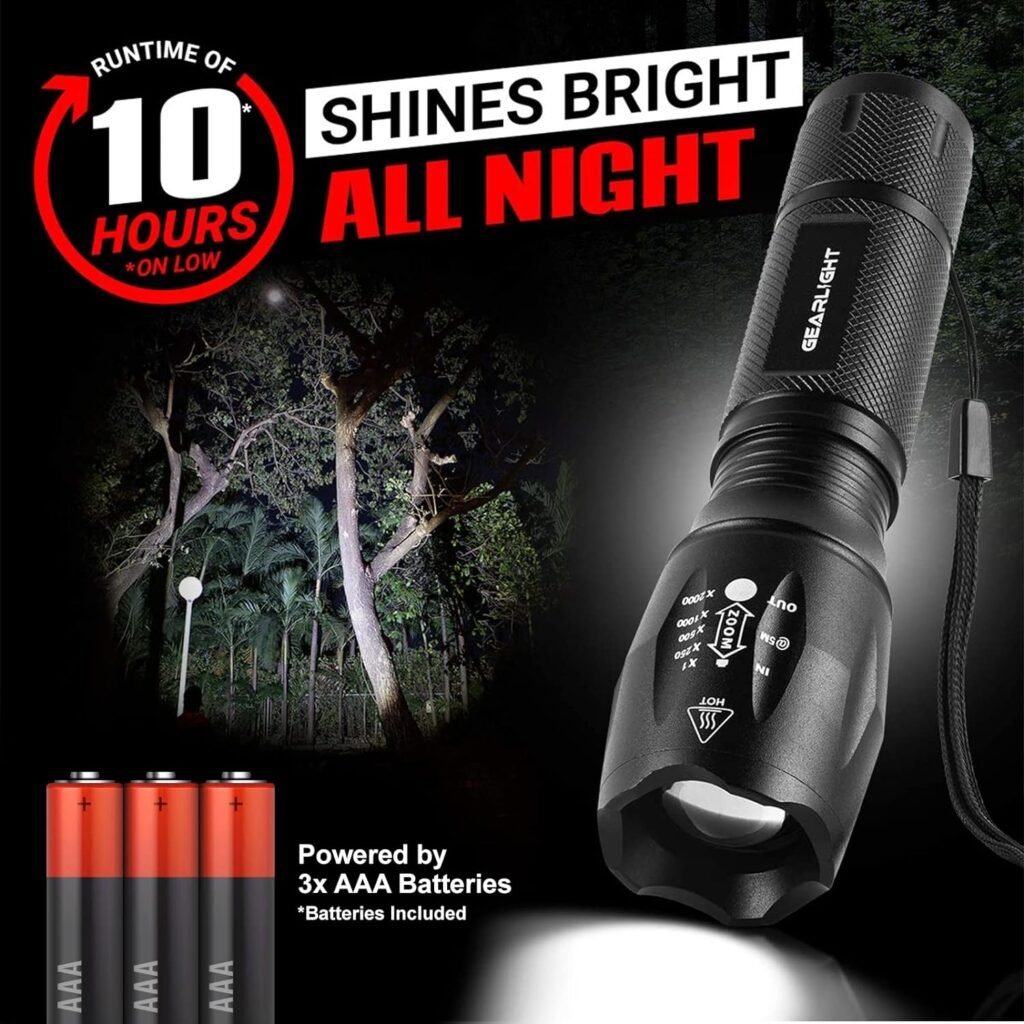 GearLight LED Flashlights - Mini Camping Flashlights with 5 Modes, Zoomable Beam - Powerful and Bright for Outdoor Use