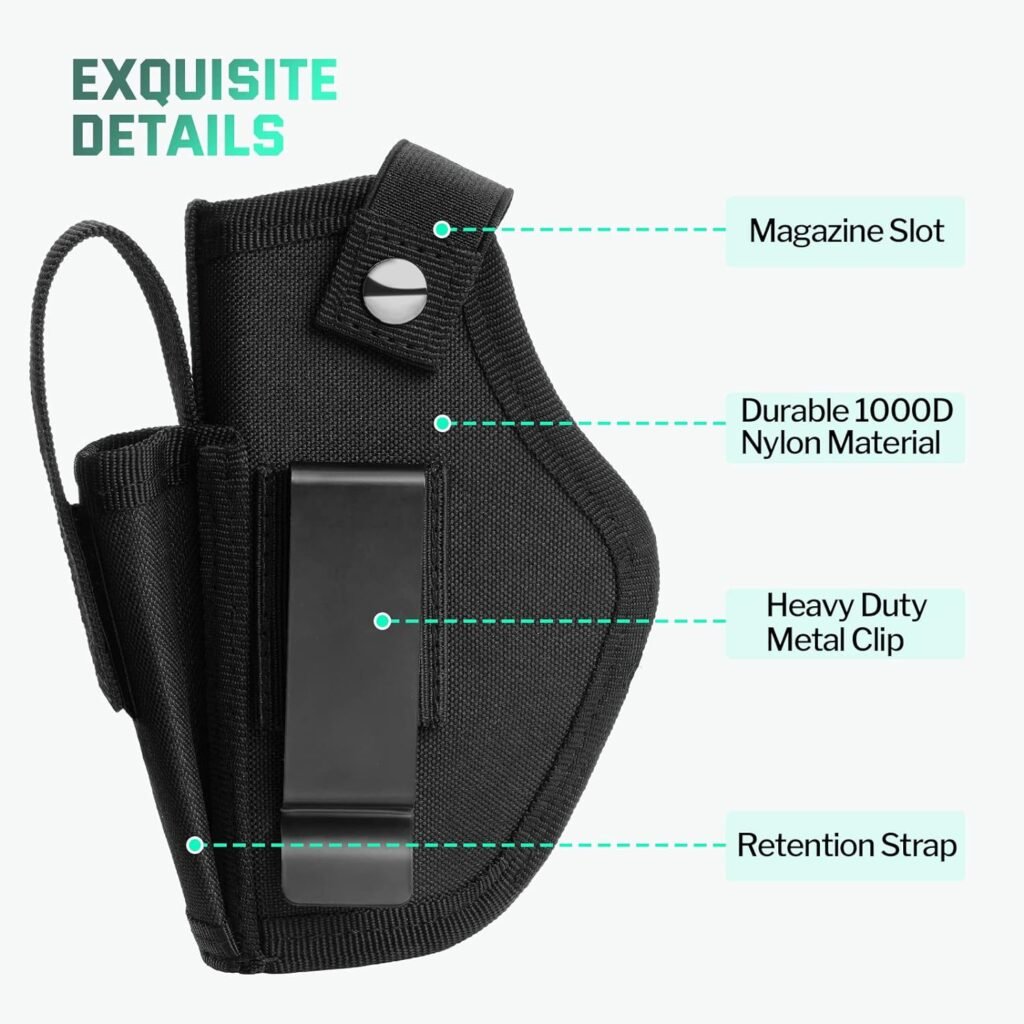 Gun Holster for Men/Women, Pistol Holster for Glock 43x Holster, IWB/OWB 9mm Holsters, 380 Gun Holster, Gun Holster Fits Right/Left, Holster Fits Glock19,17,23,26,27,42,43 MP Shield