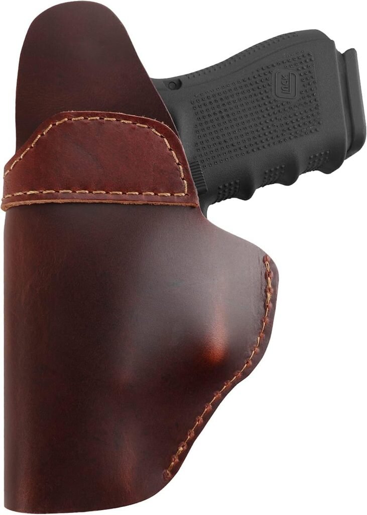 IWB Leather Holster, Genuine Leather Gun Holster for Glock 19/42/43X, Sig P365/P320/P220, Ruger LCP/LC9S/Security 9/Max 9, Taurus G2/G2C/G3C/GX4, Springfield Hellcat/XD, MP 9mm Shield and Similar Sized Handguns