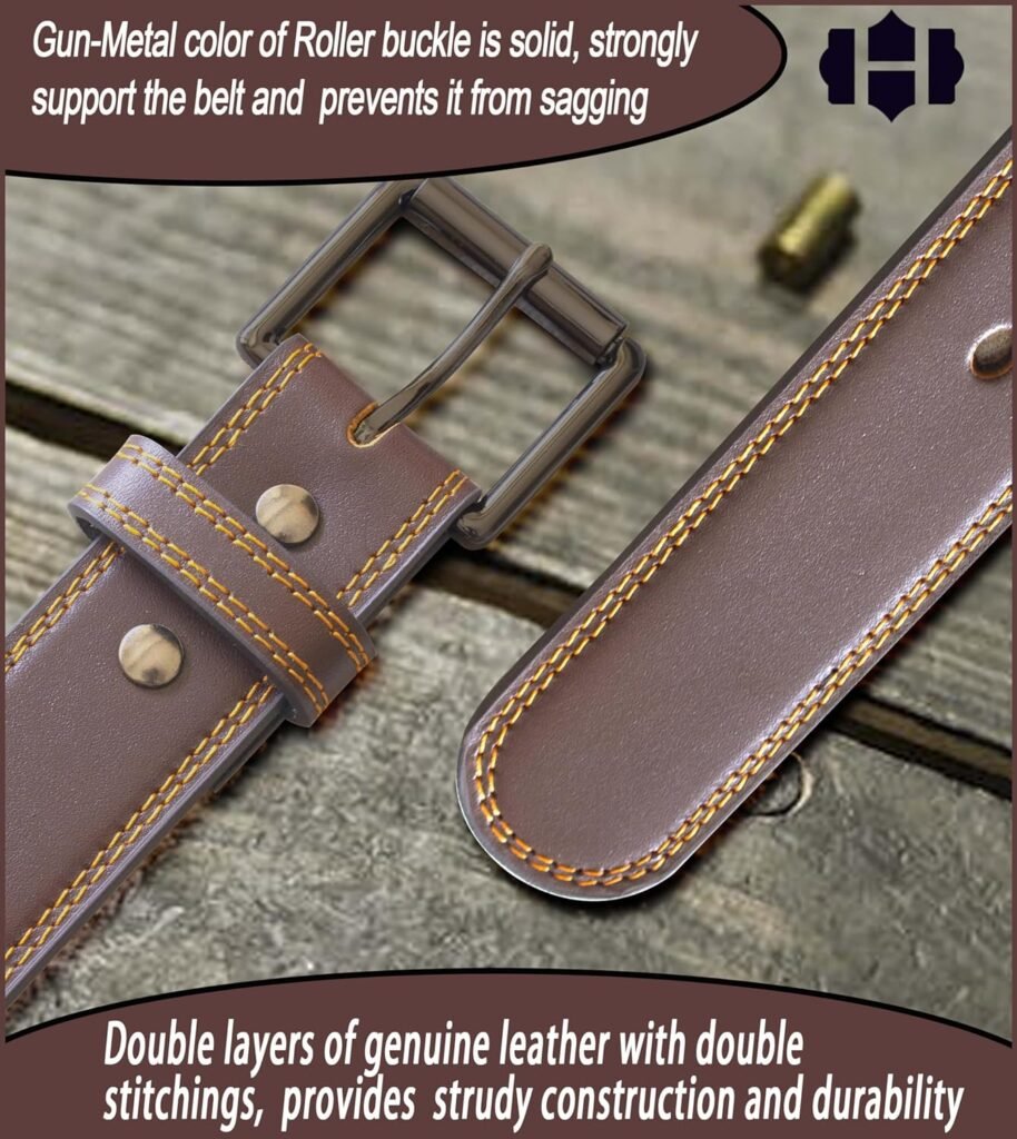 Leather Gun Belts for Men Concealed Carry Heavy Duty with Reinforced Core Belts for Men CCW Belt