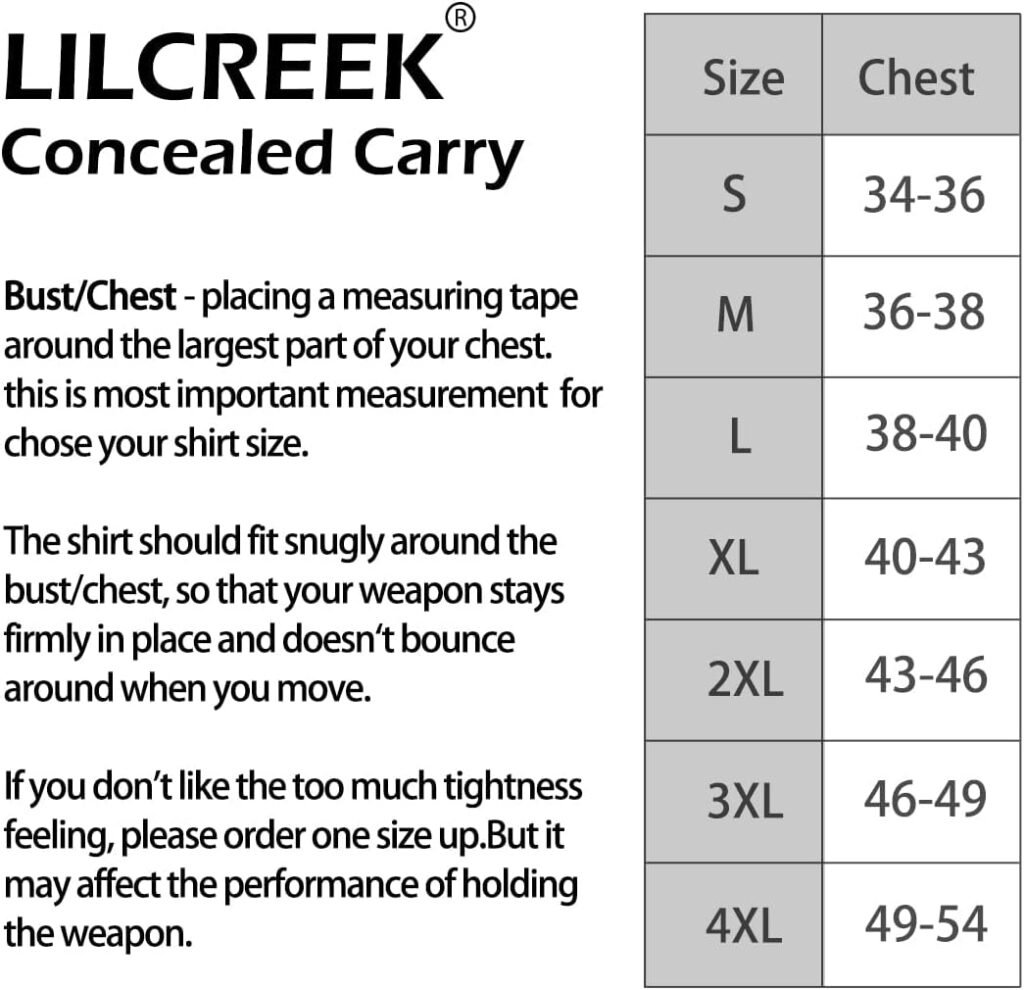 lilcreek Conceal Carry Shirts for Men,Holster Shirt for Men,Concealed Carry Holster for Men Shirt Tactical Clothing