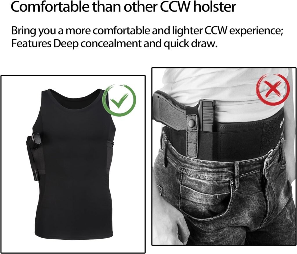 Lilcreek Scoop Neck Conceal Carry Shirts for Men,Concealed Carry Gun Holster Men, Undercover Concealed Carry Clothing