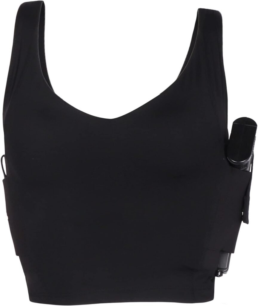 Lilcreek Sports Bra Holsters for Concealed Carry Women,Gun Holster for Women Crop Tank Top,Conceal Carry for Women Shirt