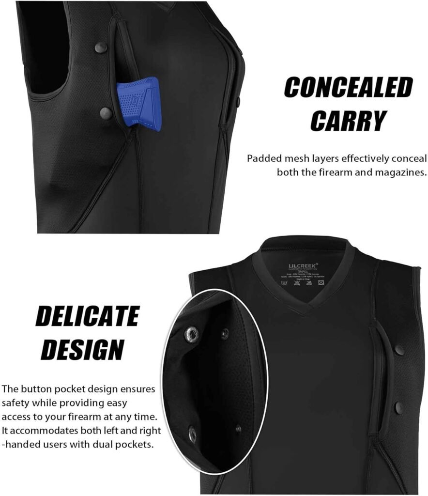 lilcreek V-Neck Conceal Carry Shirts for Women,CCW Holster T-Shirt for Women,Concealed Carry t-Shirt Holster