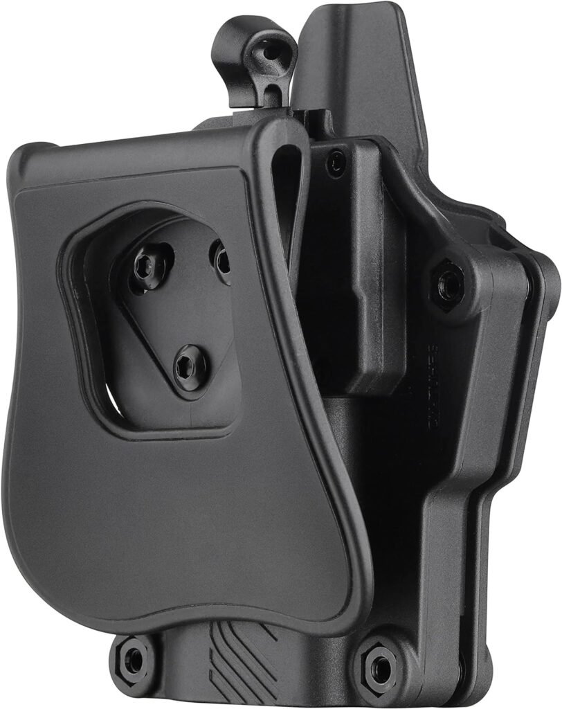 Mega-fit Holster with Paddle, Fits Most Popular Full Size and Compact Pistols, Fits Pistols with Red Dot, Fits Pistols with High Front Sight, Right Handed Only