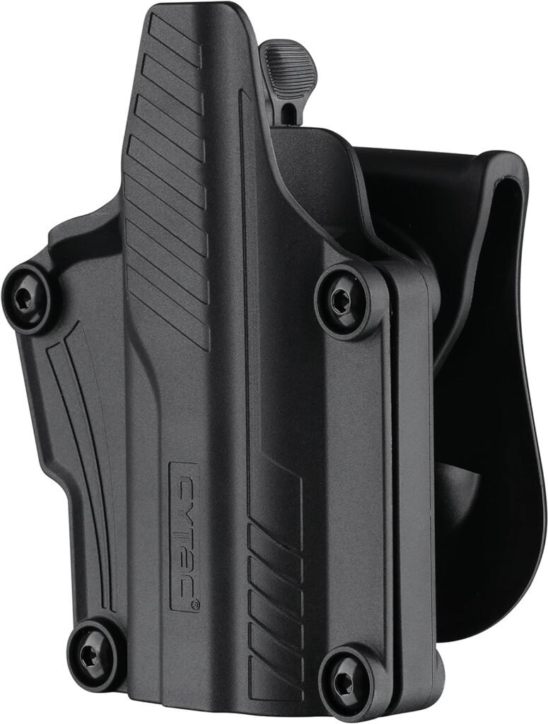 Mega-fit Holster with Paddle, Fits Most Popular Full Size and Compact Pistols, Fits Pistols with Red Dot, Fits Pistols with High Front Sight, Right Handed Only