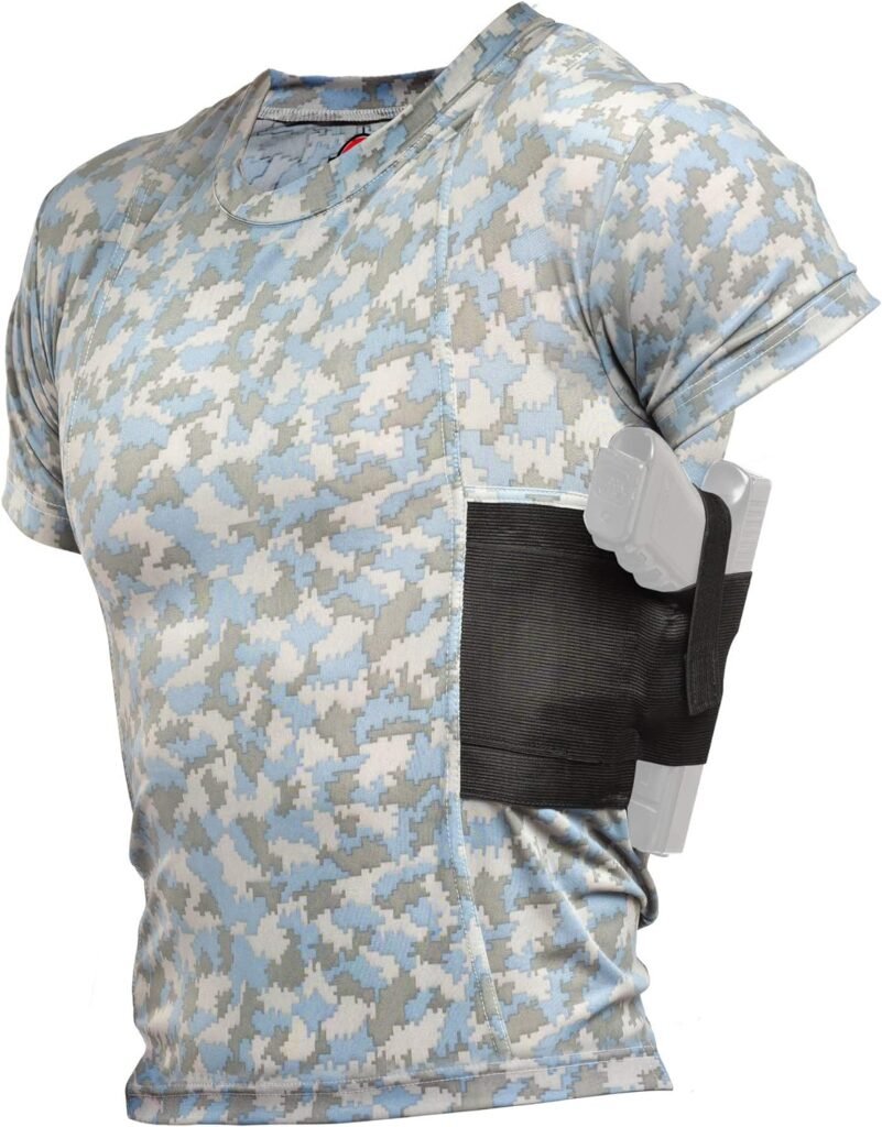 Men’s Pistol Holster Undershirt for CCW Concealed Carry, Crew Neck, All-Day-Comfort Easy Breathe Compression Fabric