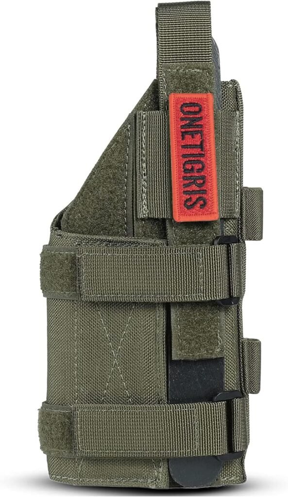 OneTigris Gun Holster - Right Handed Nylon Pistol Holster for Most Compact Medium Full Size Pistol 1911 Glock 17 19 20 21 45 MP Shield 9mm with Under Barrel Attachment