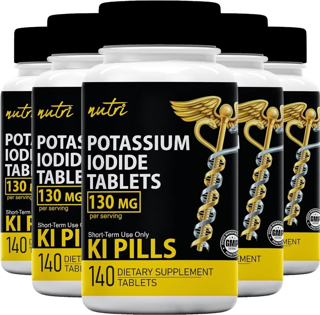 Potassium Iodide Tablets (5 Pack) 130mg - 700 Tablets EXP 10/2033 - Iodine Tablets - Potassium Iodine Pills - YODO Naciente - KI Pills - Potassium Iodine Tablets - Yoduro de Potasio - by Nutri