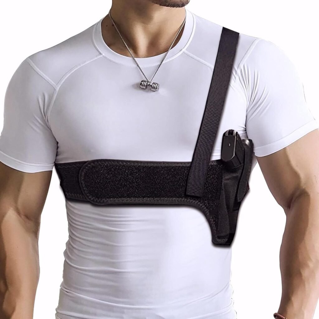 Quick Pull Shoulder Holster Belly Band Holster for Concealed Carry Men/Women Universal,Fit 9mm,Compact, Glock, Ruger LCP, LC9, Sig P365 Etc Other Similar Sized Pistols