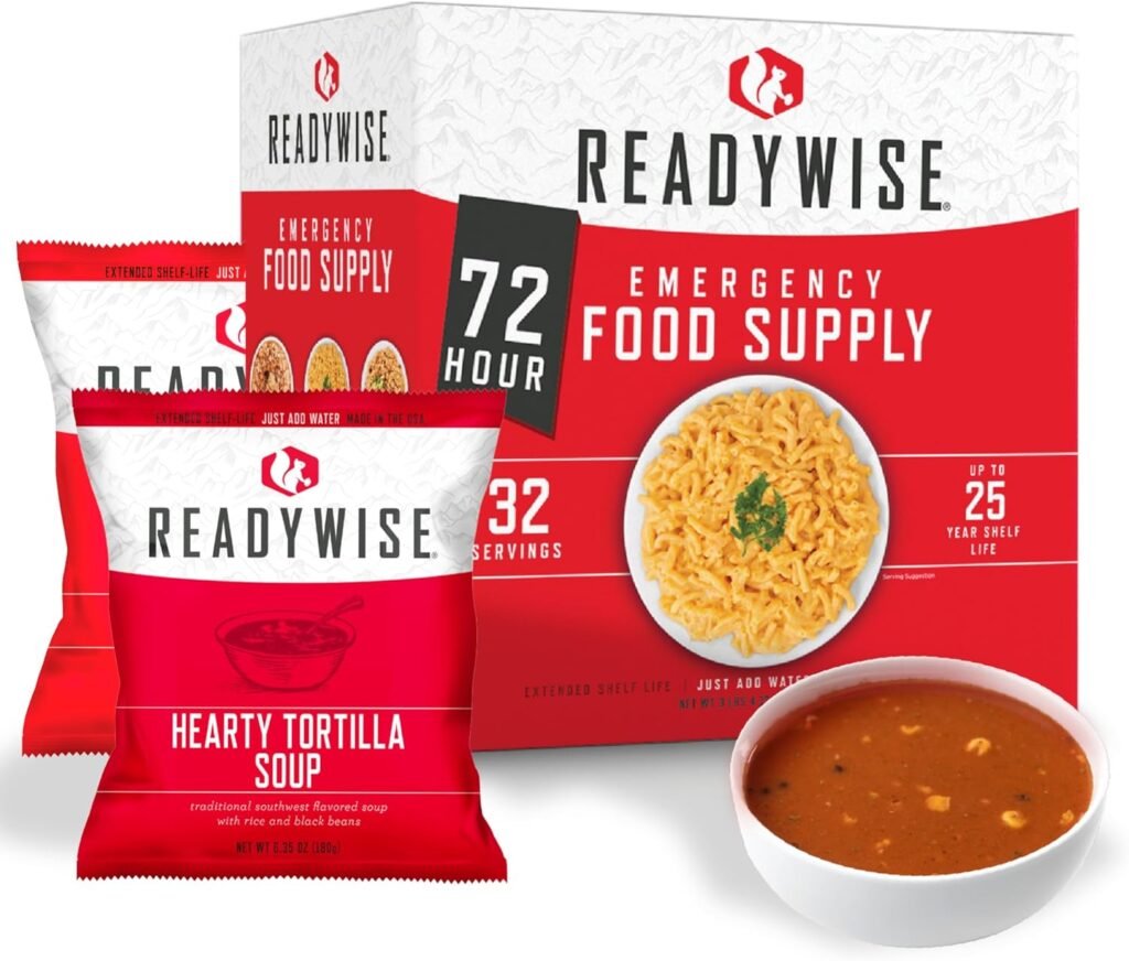 READYWISE - 72 Hours, 32 Servings, Emergency Food Supply, MRE, Pre-made, Freeze-Dried, Survival Food, Meal Essentials for, Camping, Hiking, and, Emergencies, Individually Packaged, 25-Year Shelf Life