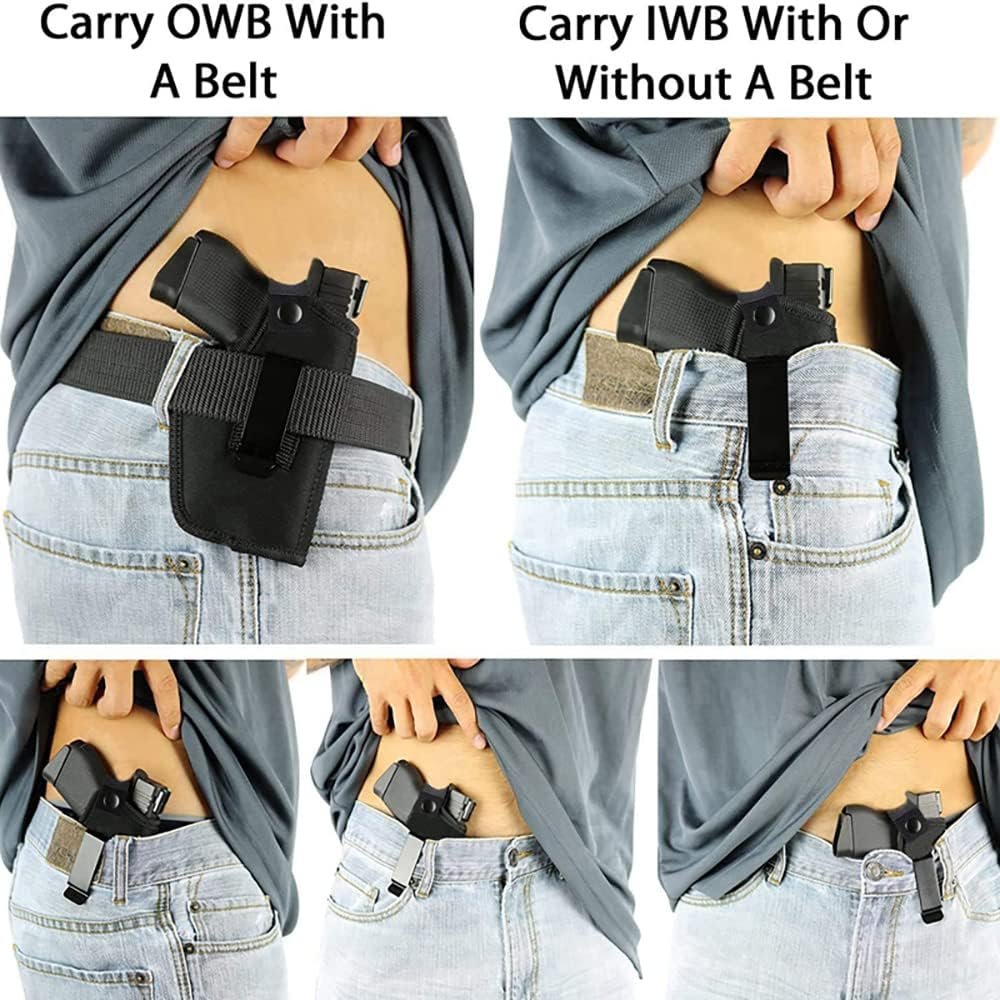 TACWINGS Universal Concealed Carry Gun Holsters for Men/Women 2 Pack, 380 Holster,IWB/OWB 9mm Holsters,Pistols, Universal Right/Left for - Holster Fits Glock17,23,26,27 SW MP Sig and Similar Handgun