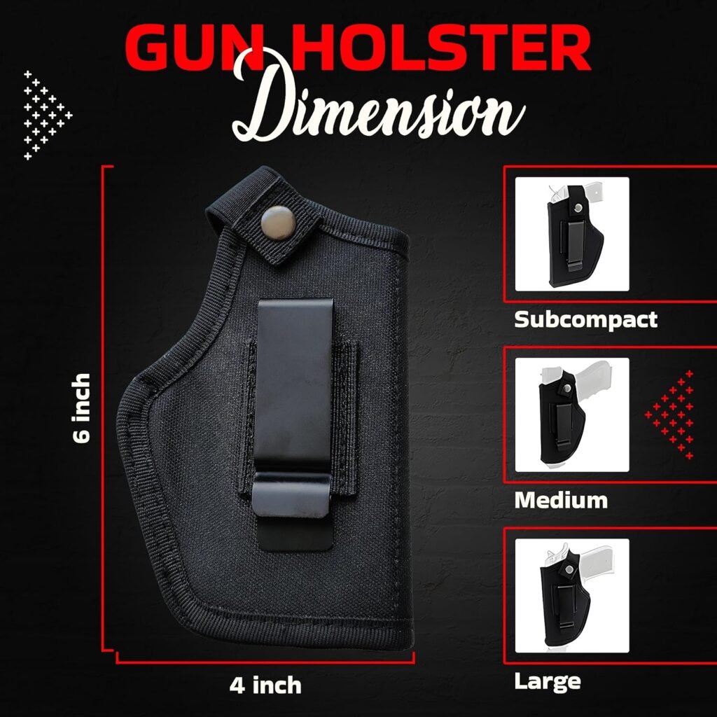 Universal Gun Holster for Men  Women, IWB/OWB Waist Belt Pistol Holster for Glock 380 9mm Gun Holster for Concealed Carry Handgun Right/Left Hand Draw