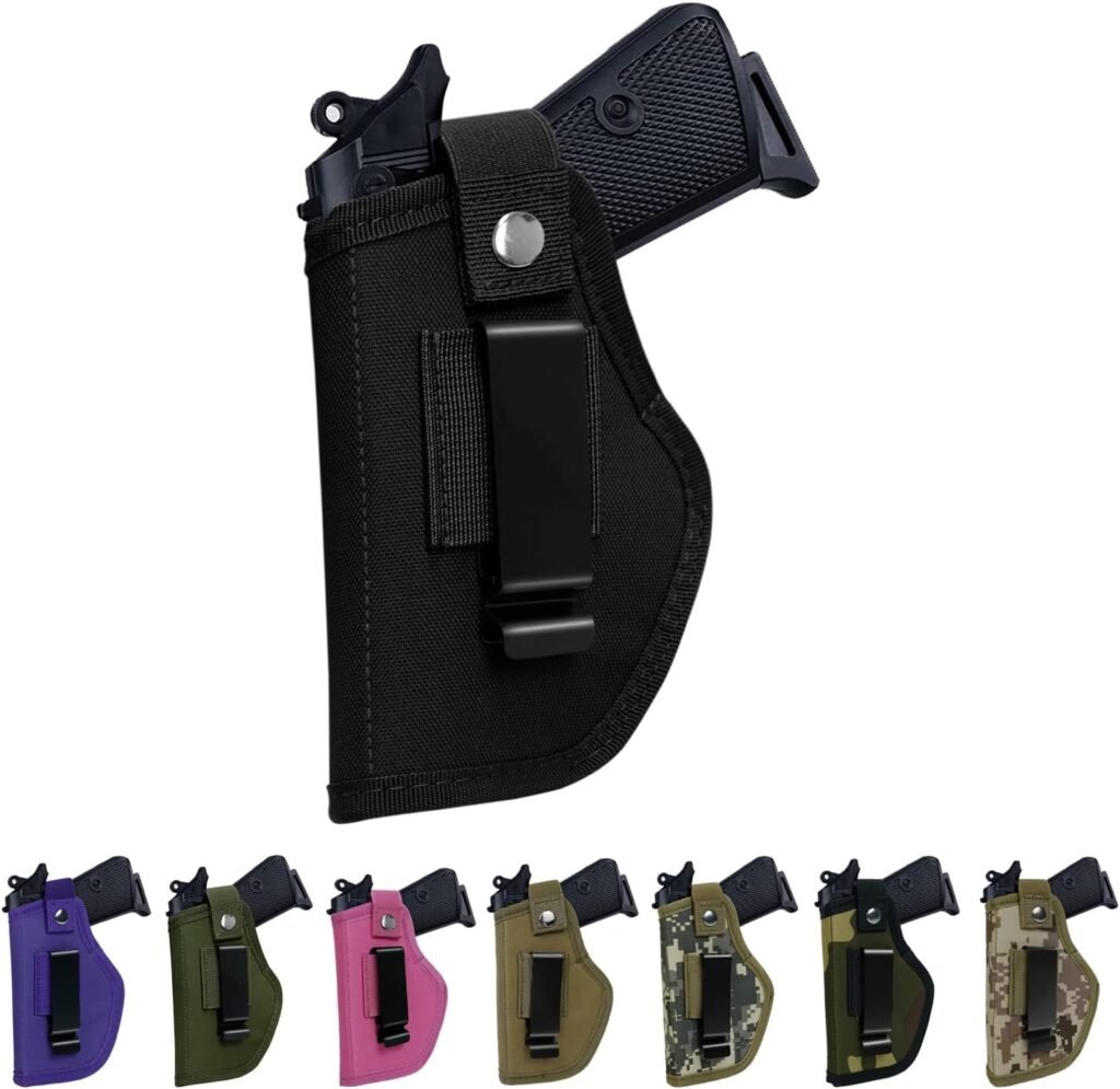 Universal Gun Holsters for Men Women, IWB/OWB 9mm Holsters for Pistols Right Left, 380 Gun Holster, Concealed Carry Holster Fits SW MP Shield Glock 17 19 26 27 42 43 Revolver, Similar Handguns